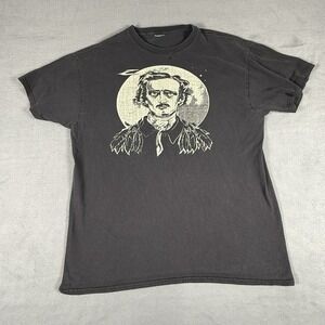 Edgar Allan Poe Shirt Medium Black Halloween Poetry Raven